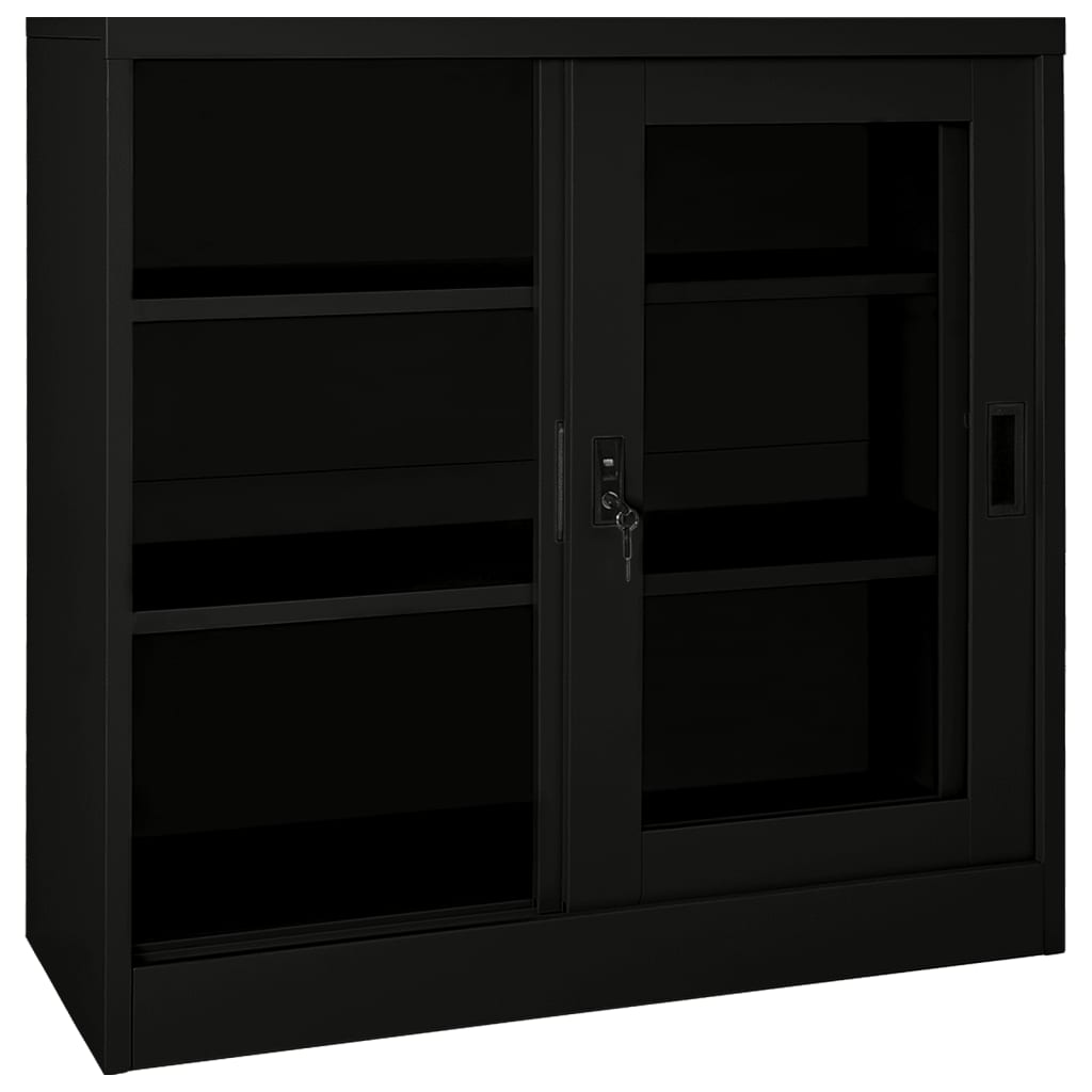 Armadio con Ante Scorrevoli Nero 90x40x90 cm in Acciaio | homemem39