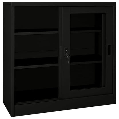 Armadio con Ante Scorrevoli Nero 90x40x90 cm in Acciaio | homemem39