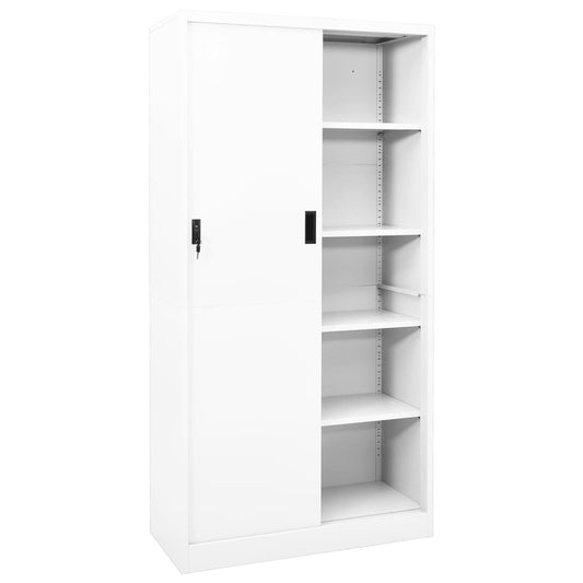 Armadio per Ufficio Anta Scorrevole Bianco 90x40x180 cm Acciaio | homemem39