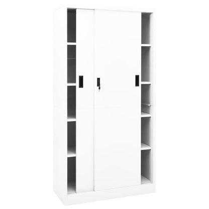 Armadio per Ufficio Anta Scorrevole Bianco 90x40x180 cm Acciaio - homemem39