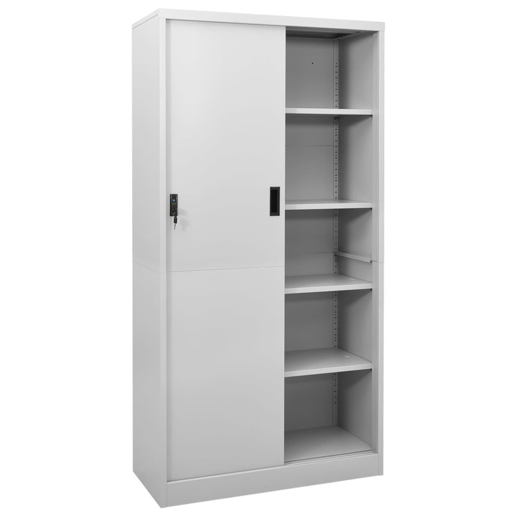 Armadio con Anta Scorrevole Grigio Chiaro 90x40x180 cm Acciaio | homemem39