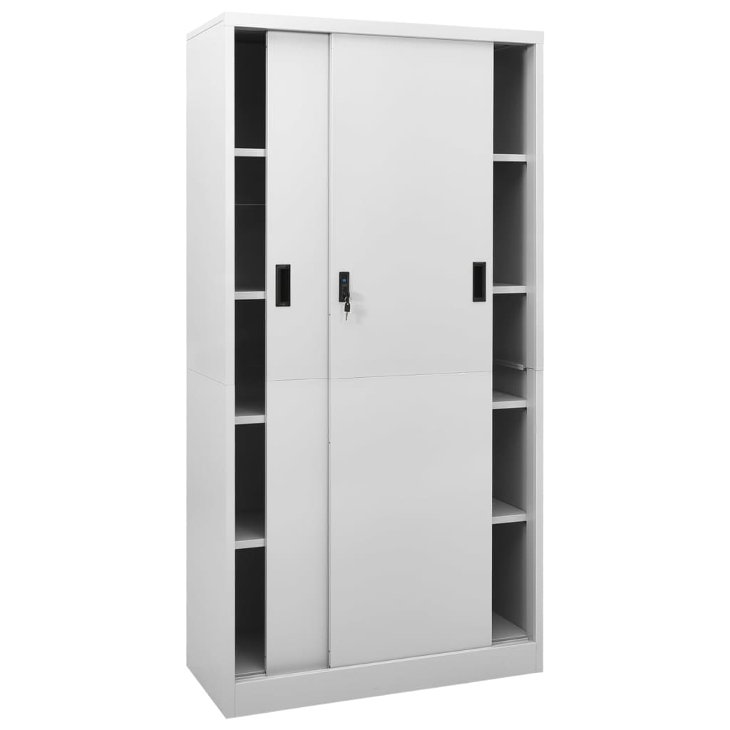 Armadio con Anta Scorrevole Grigio Chiaro 90x40x180 cm Acciaio | homemem39