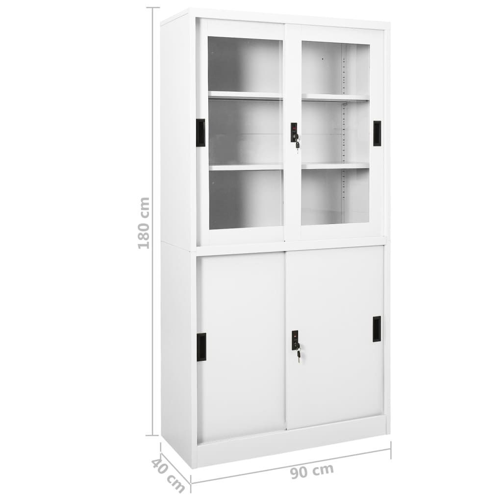 Armadio per Ufficio Anta Scorrevole Bianco 90x40x180 cm Acciaio