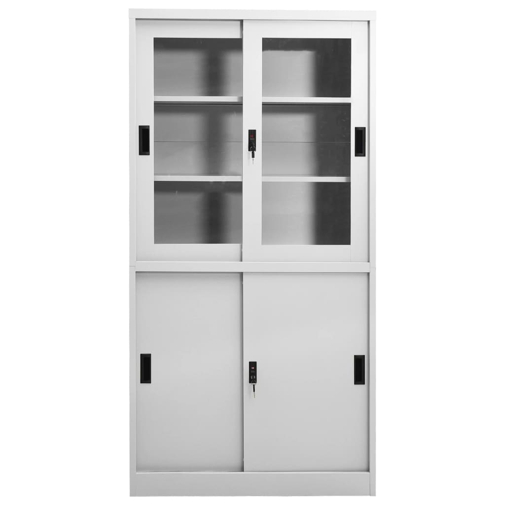 Armadio con Anta Scorrevole Grigio Chiaro 90x40x180 cm Acciaio | homemem39