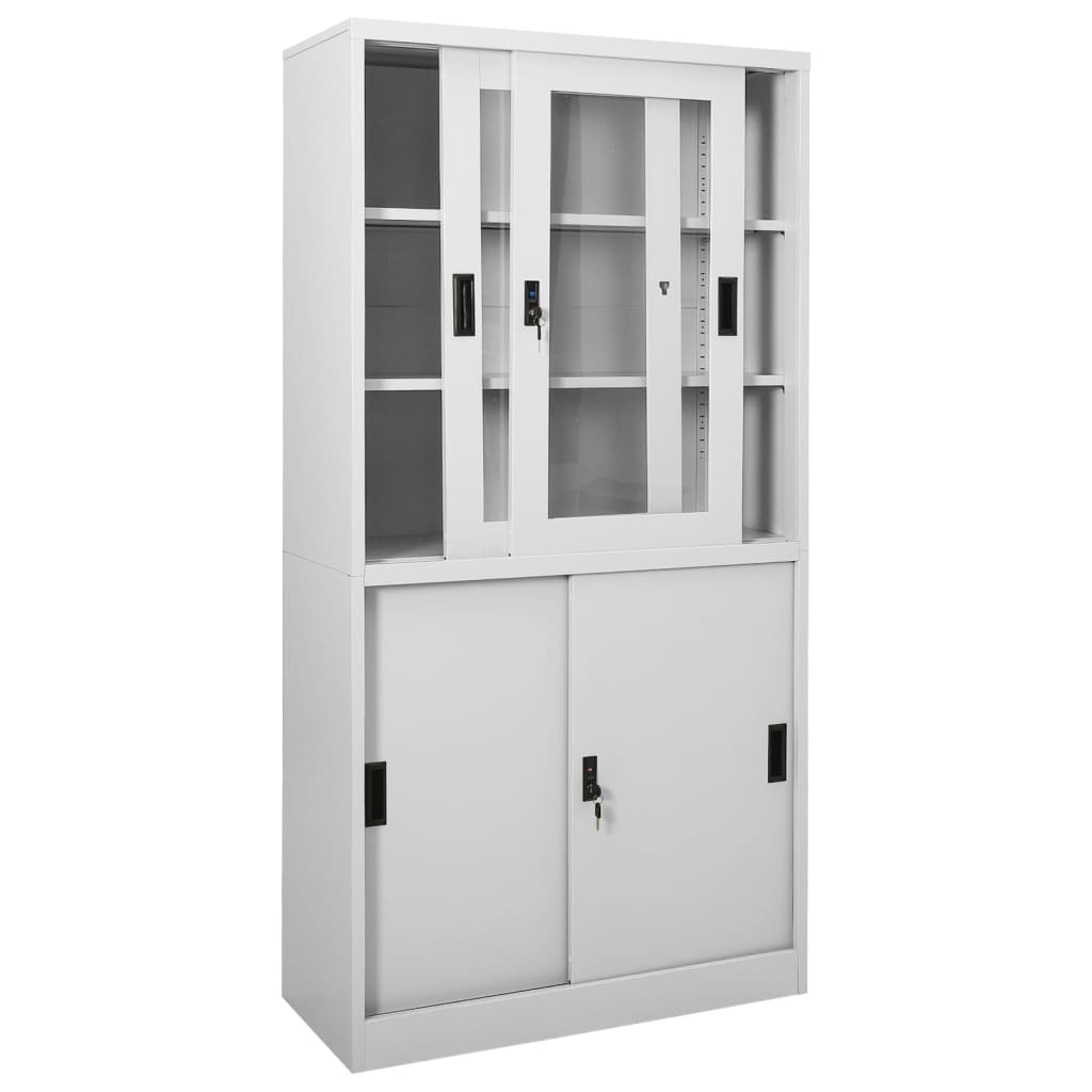 Armadio con Anta Scorrevole Grigio Chiaro 90x40x180 cm Acciaio | homemem39