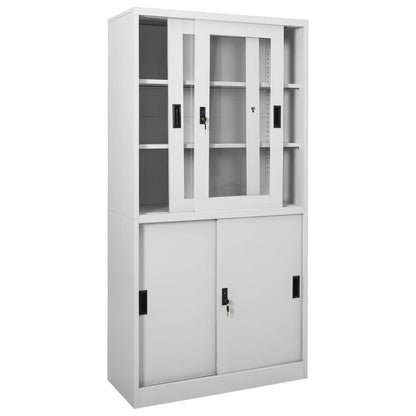 Armadio con Anta Scorrevole Grigio Chiaro 90x40x180 cm Acciaio | homemem39