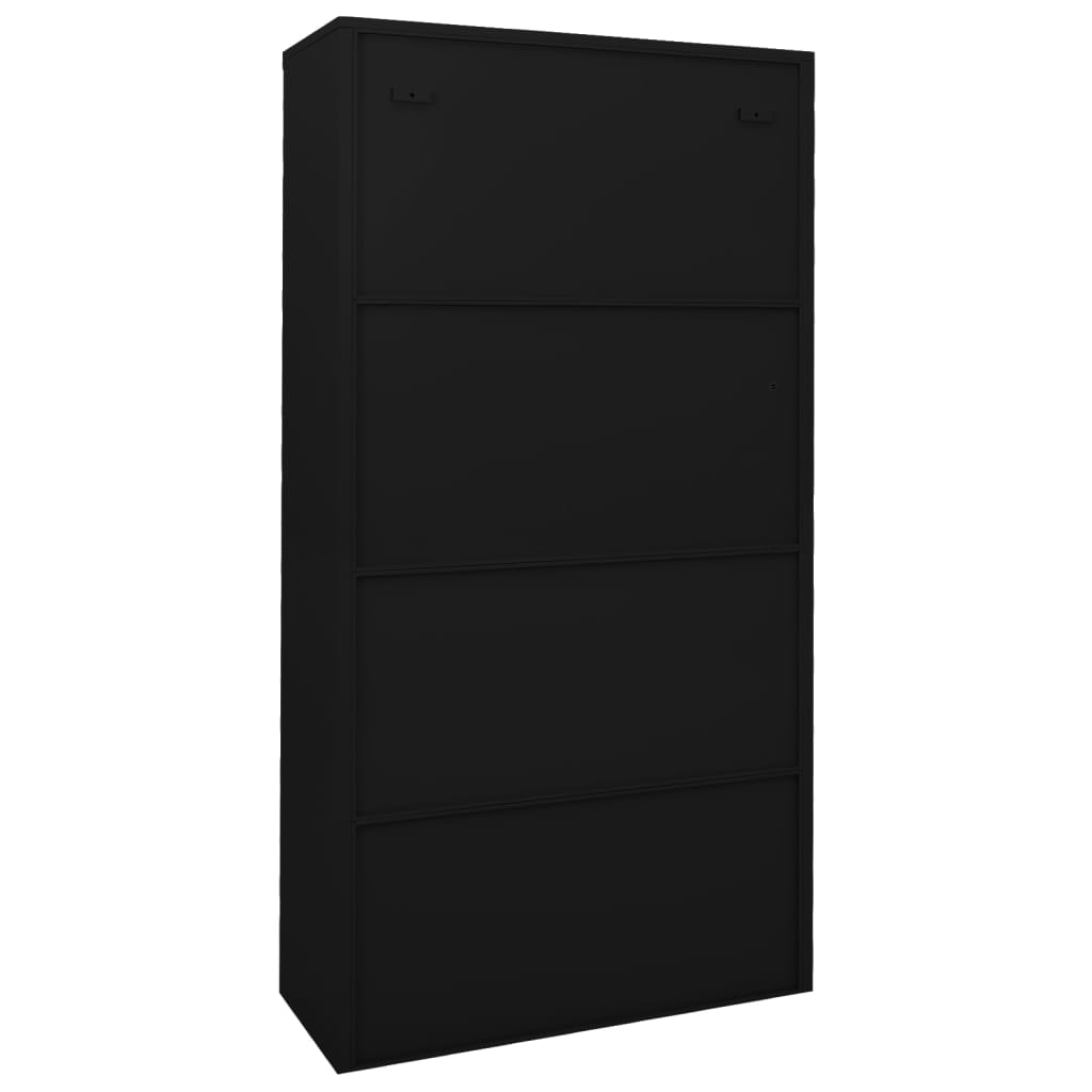 Büroschrank mit Schiebetür, Schwarz, 90 x 40 x 180 cm, Stahl