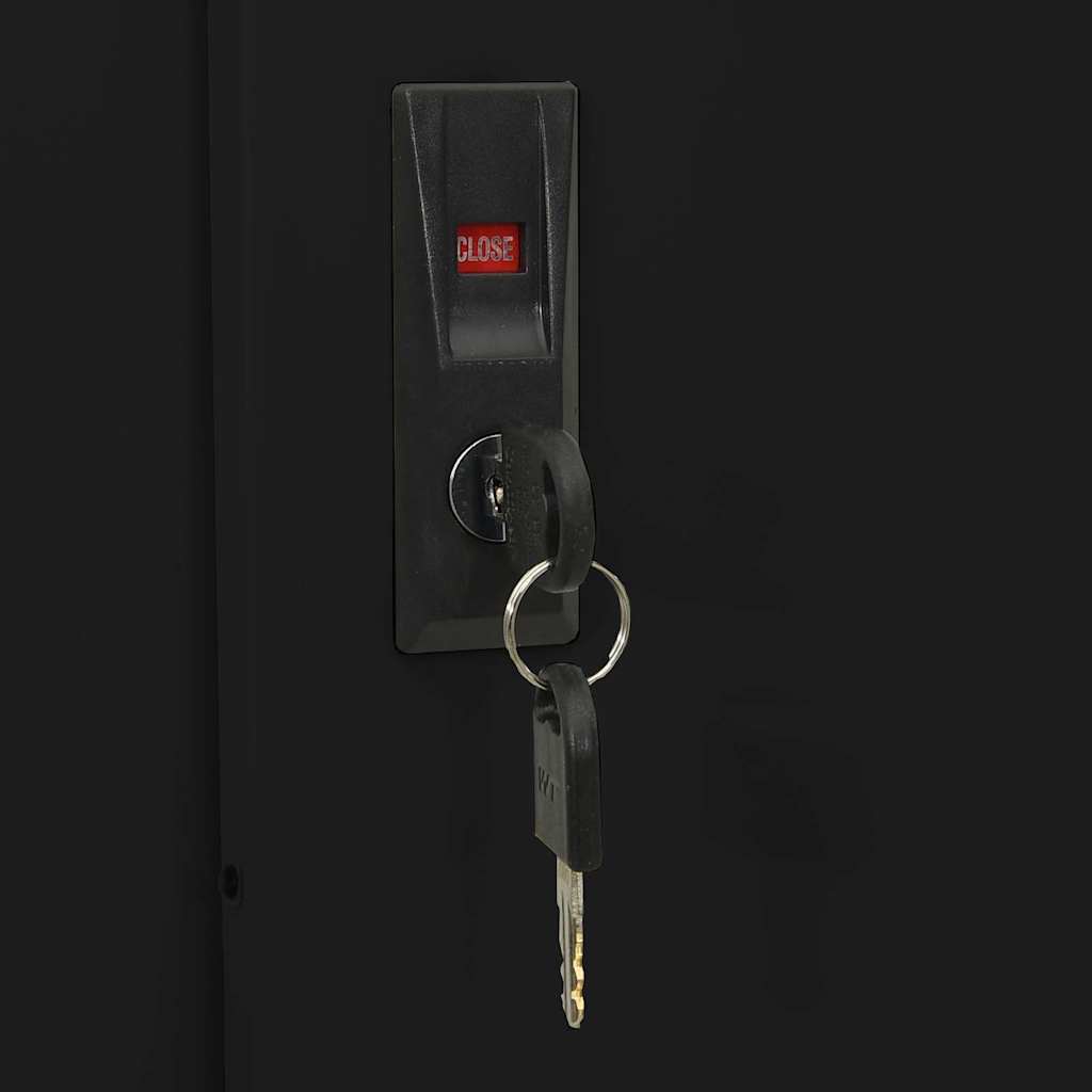 Armadio per Ufficio Anta Scorrevole Nero 90x40x180 cm Acciaio