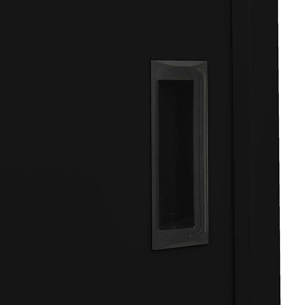 Armadio per Ufficio Anta Scorrevole Nero 90x40x180 cm Acciaio