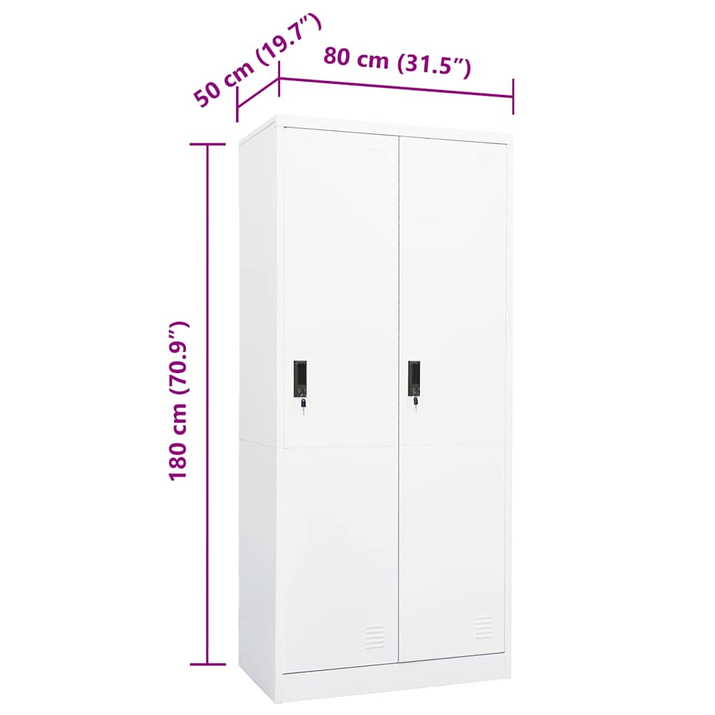 Armadio Bianco 80x50x180 cm in Acciaio