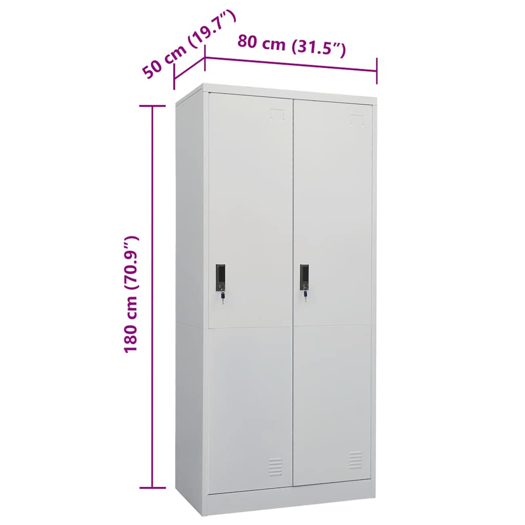 Armadio Grigio Chiaro 80x50x180 cm in Acciaio | homemem39