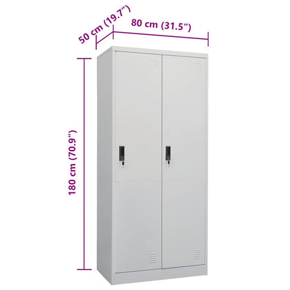 Armadio Grigio Chiaro 80x50x180 cm in Acciaio | homemem39