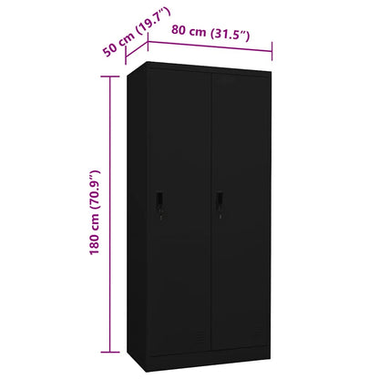Armadio Nero 80x50x180 cm in Acciaio | homemem39
