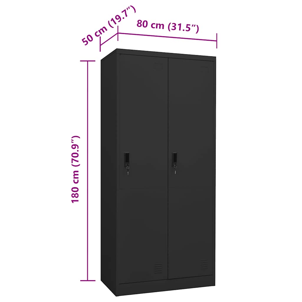 Armadio Antracite 80x50x180 cm in Acciaio | homemem39