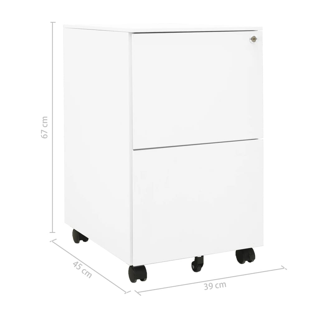 Schedario Mobile Bianco 39x45x67 cm in Acciaio - homemem39