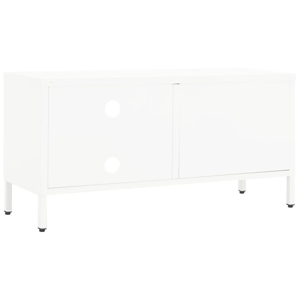 Mobile TV Bianco 90x30x44 cm in Acciaio e Vetro - homemem39