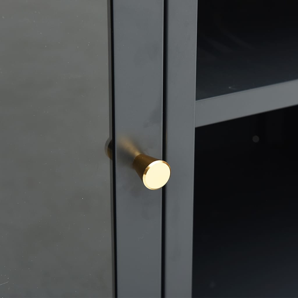 Mobile TV Antracite 105x35x52 cm in Acciaio e Vetro - homemem39