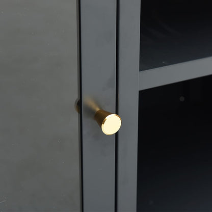 Mobile TV Antracite 105x35x52 cm in Acciaio e Vetro - homemem39