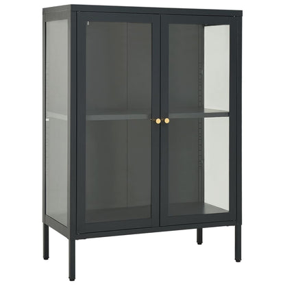 Anthracite Sideboard 75x35x105 cm in Steel and Glass