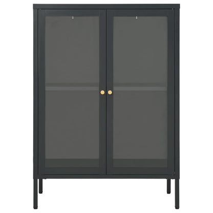 Anthracite Sideboard 75x35x105 cm in Steel and Glass