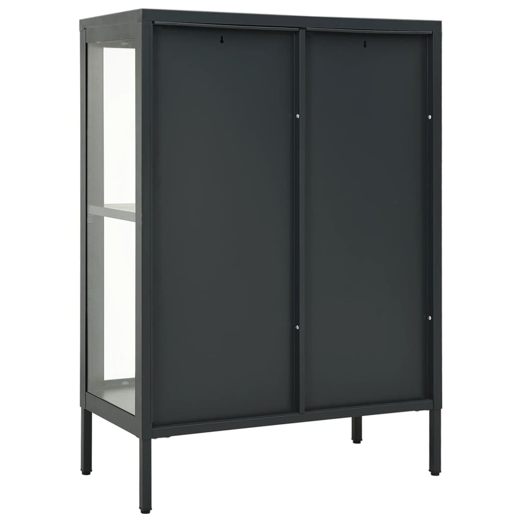 Anthracite Sideboard 75x35x105 cm in Steel and Glass