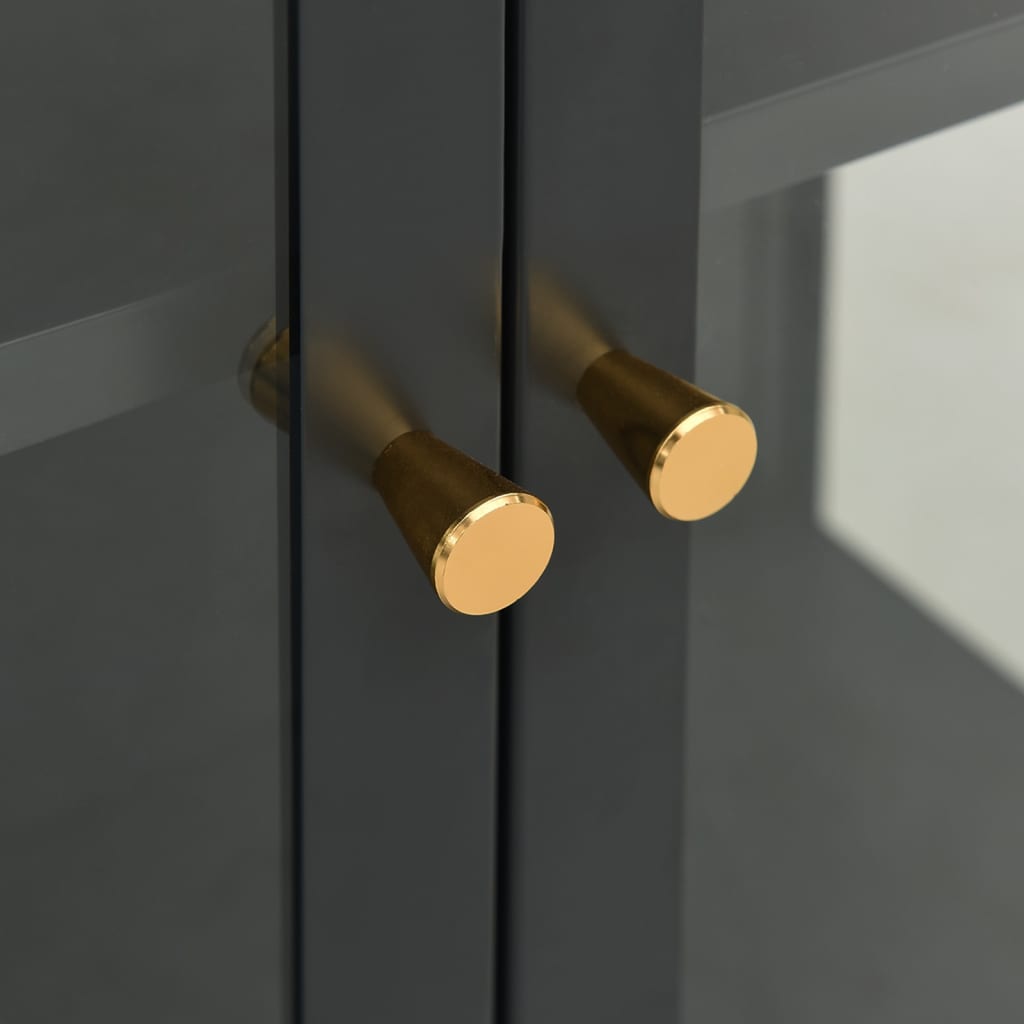 Credenza Antracite 75x35x105 cm in Acciaio e Vetro - homemem39