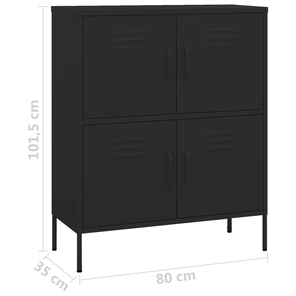 Armadietto Nero 80x35x101,5 cm in Acciaio