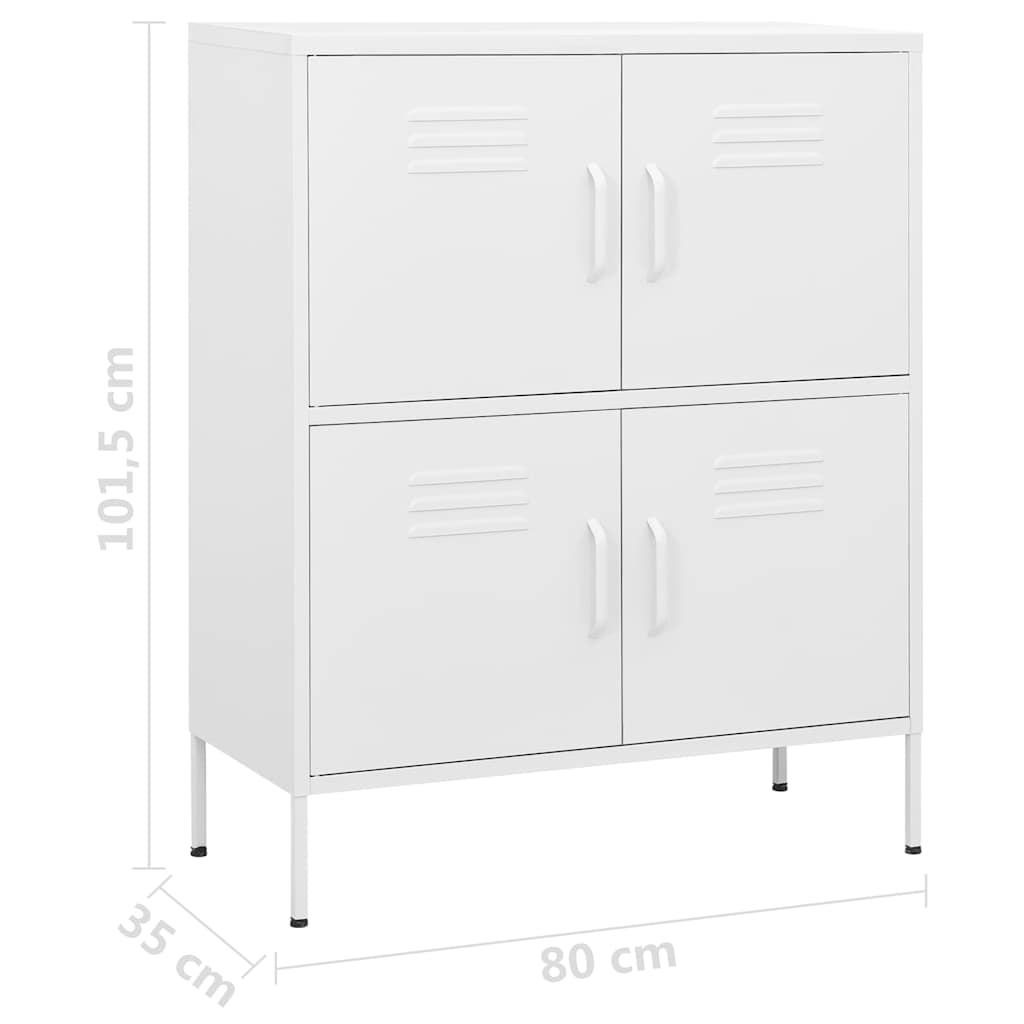Armadietto Bianco 80x35x101,5 cm in Acciaio