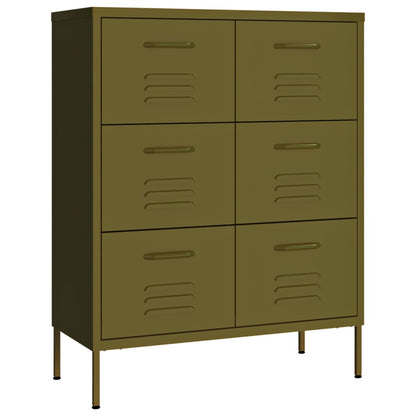 Olive Green Chest of Drawers 80x35x101.5 cm in Steel