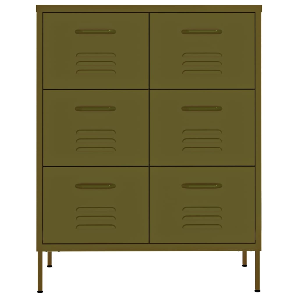 Olive Green Chest of Drawers 80x35x101.5 cm in Steel