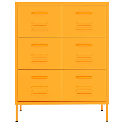 Cassettiera Giallo Senape 80x35x101,5 cm in Acciaio - homemem39