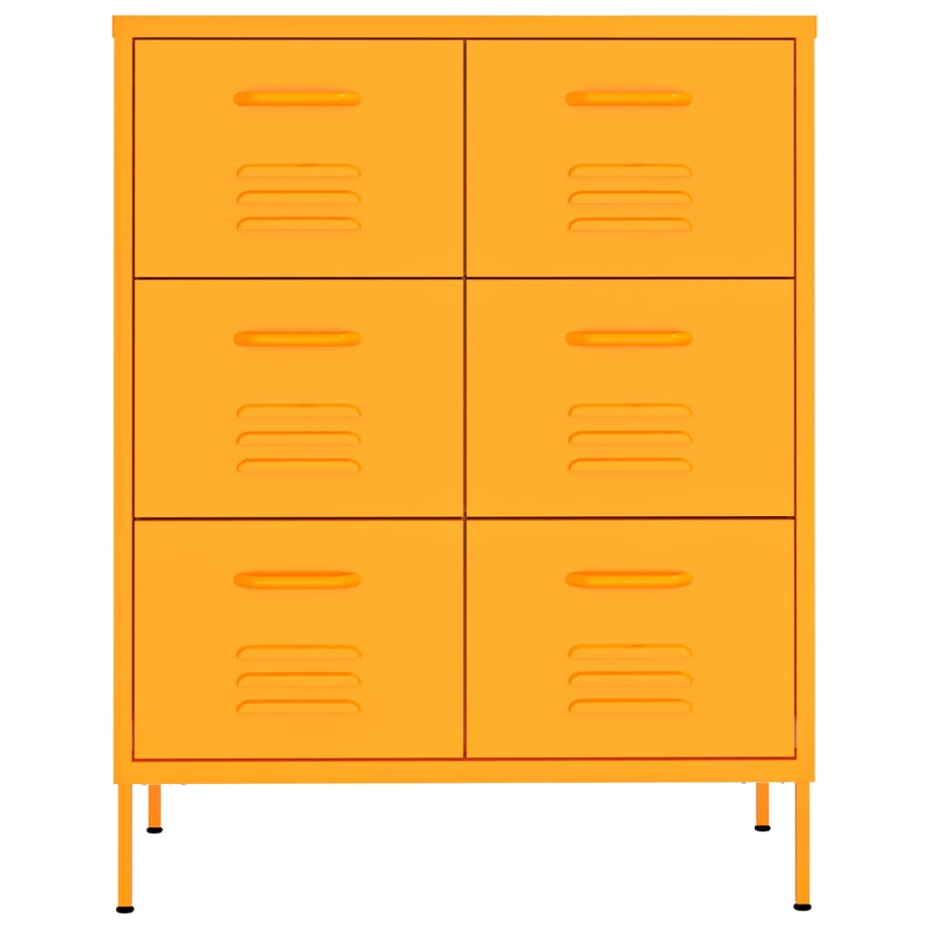Cassettiera Giallo Senape 80x35x101,5 cm in Acciaio