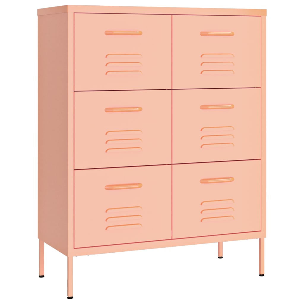 Cassettiera Rosa 80x35x101,5 cm in Acciaio