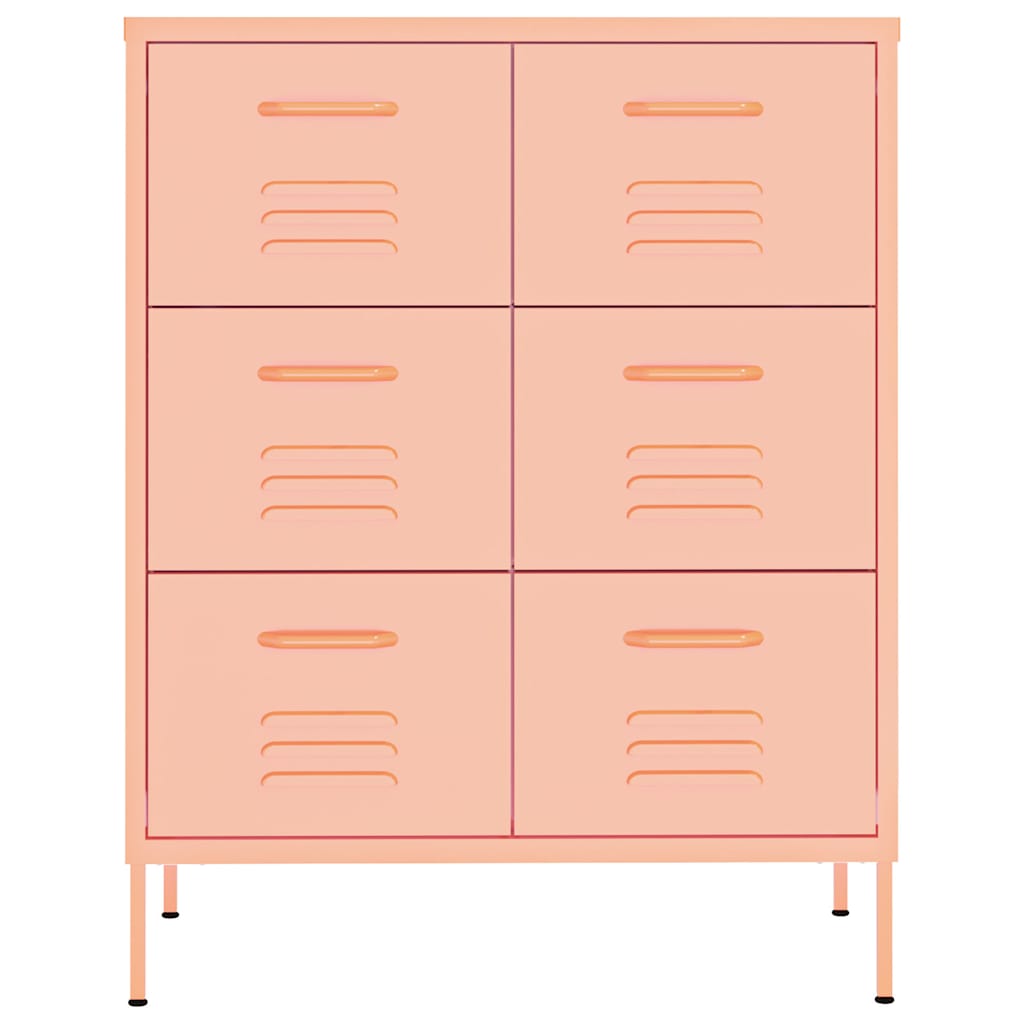 Cassettiera Rosa 80x35x101,5 cm in Acciaio