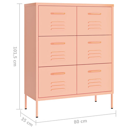 Cassettiera Rosa 80x35x101,5 cm in Acciaio