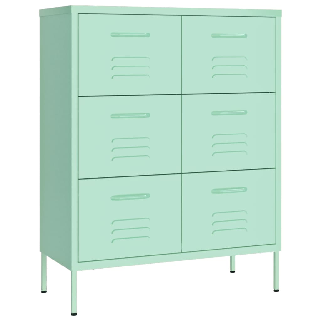 Cassettiera Menta 80x35x101,5 cm in Acciaio - homemem39