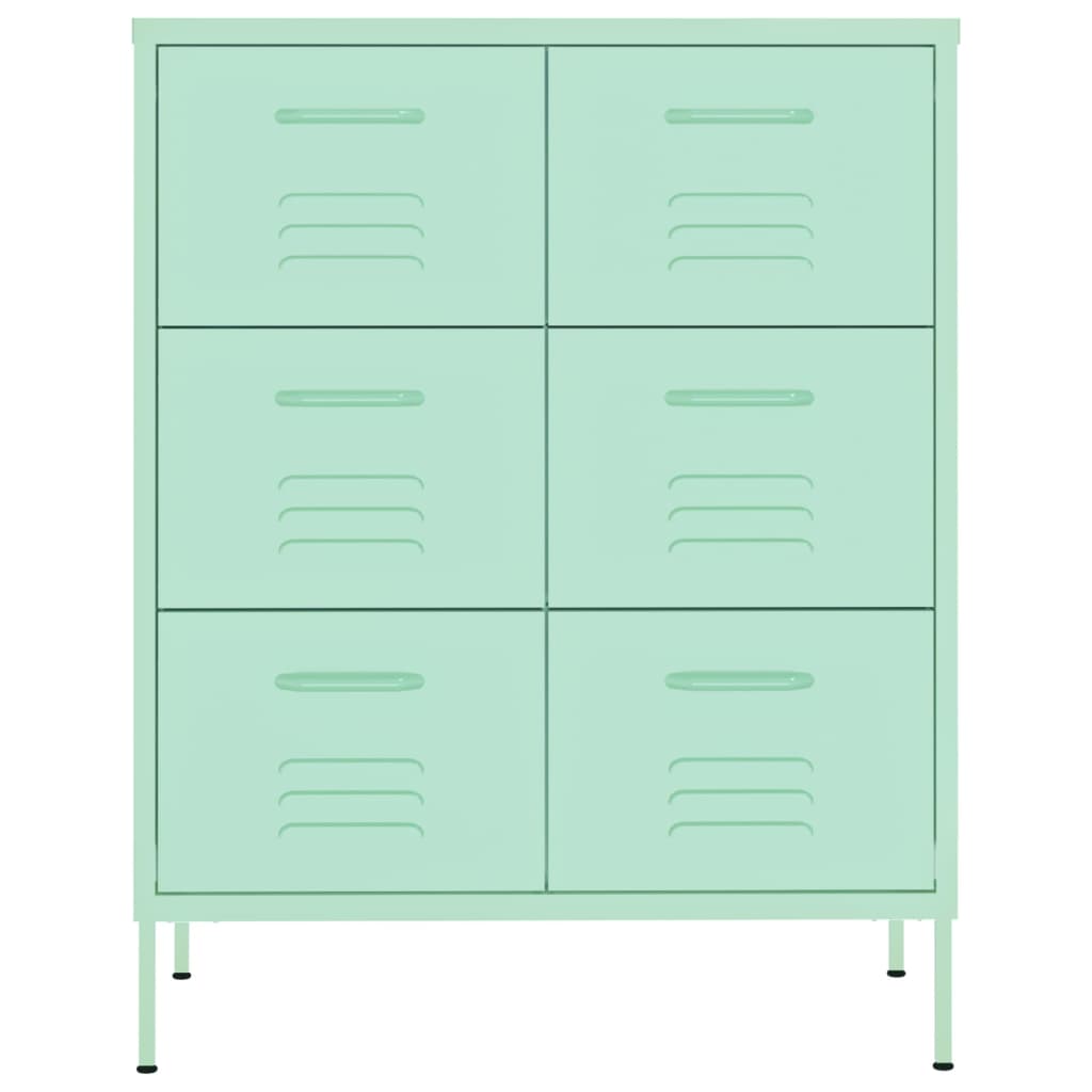 Cassettiera Menta 80x35x101,5 cm in Acciaio - homemem39
