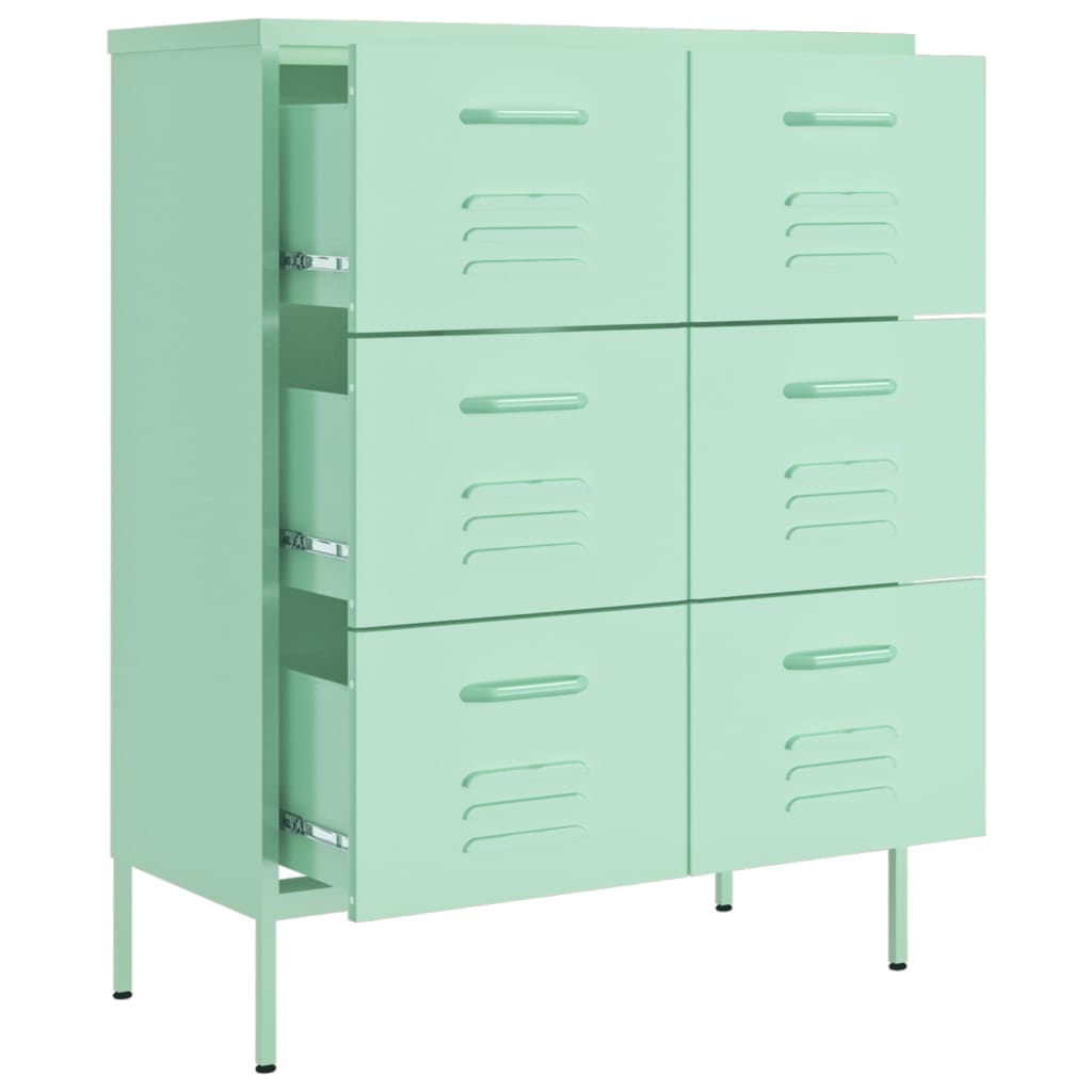 Cassettiera Menta 80x35x101,5 cm in Acciaio - homemem39