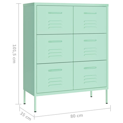 Cassettiera Menta 80x35x101,5 cm in Acciaio - homemem39