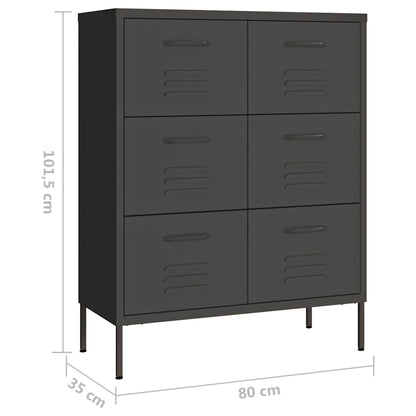 Cassettiera Antracite 80x35x101,5 cm in Acciaio
