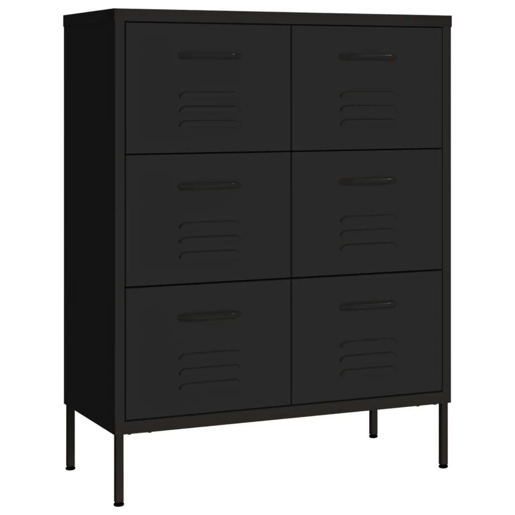 Cassettiera Nera 80x35x101,5 cm in Acciaio | homemem39