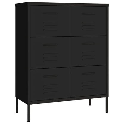 Cassettiera Nera 80x35x101,5 cm in Acciaio | homemem39