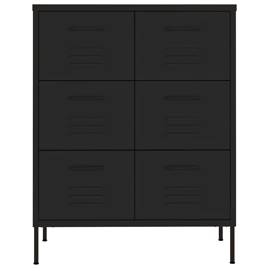 Cassettiera Nera 80x35x101,5 cm in Acciaio