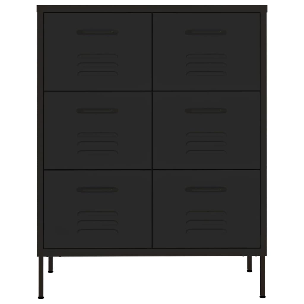 Cassettiera Nera 80x35x101,5 cm in Acciaio
