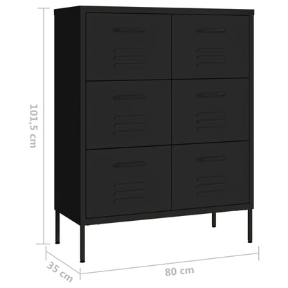 Cassettiera Nera 80x35x101,5 cm in Acciaio | homemem39