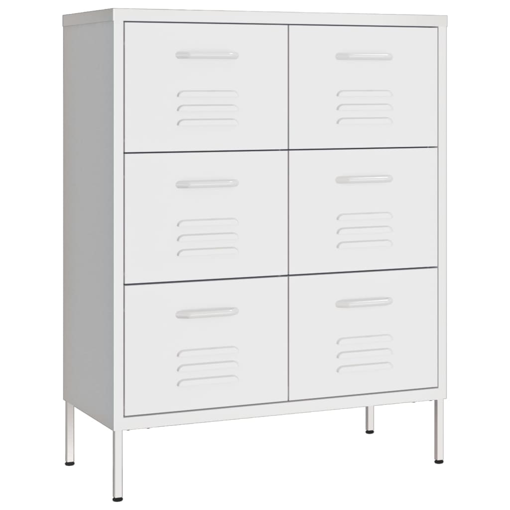 Cassettiera Bianca 80x35x101,5 cm in Acciaio | homemem39
