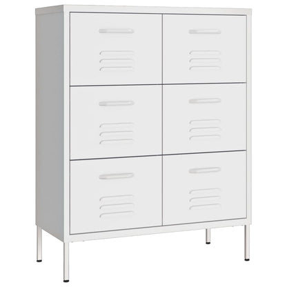 Cassettiera Bianca 80x35x101,5 cm in Acciaio | homemem39