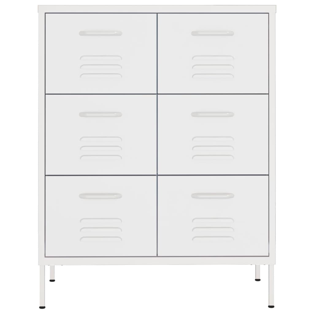 Cassettiera Bianca 80x35x101,5 cm in Acciaio | homemem39