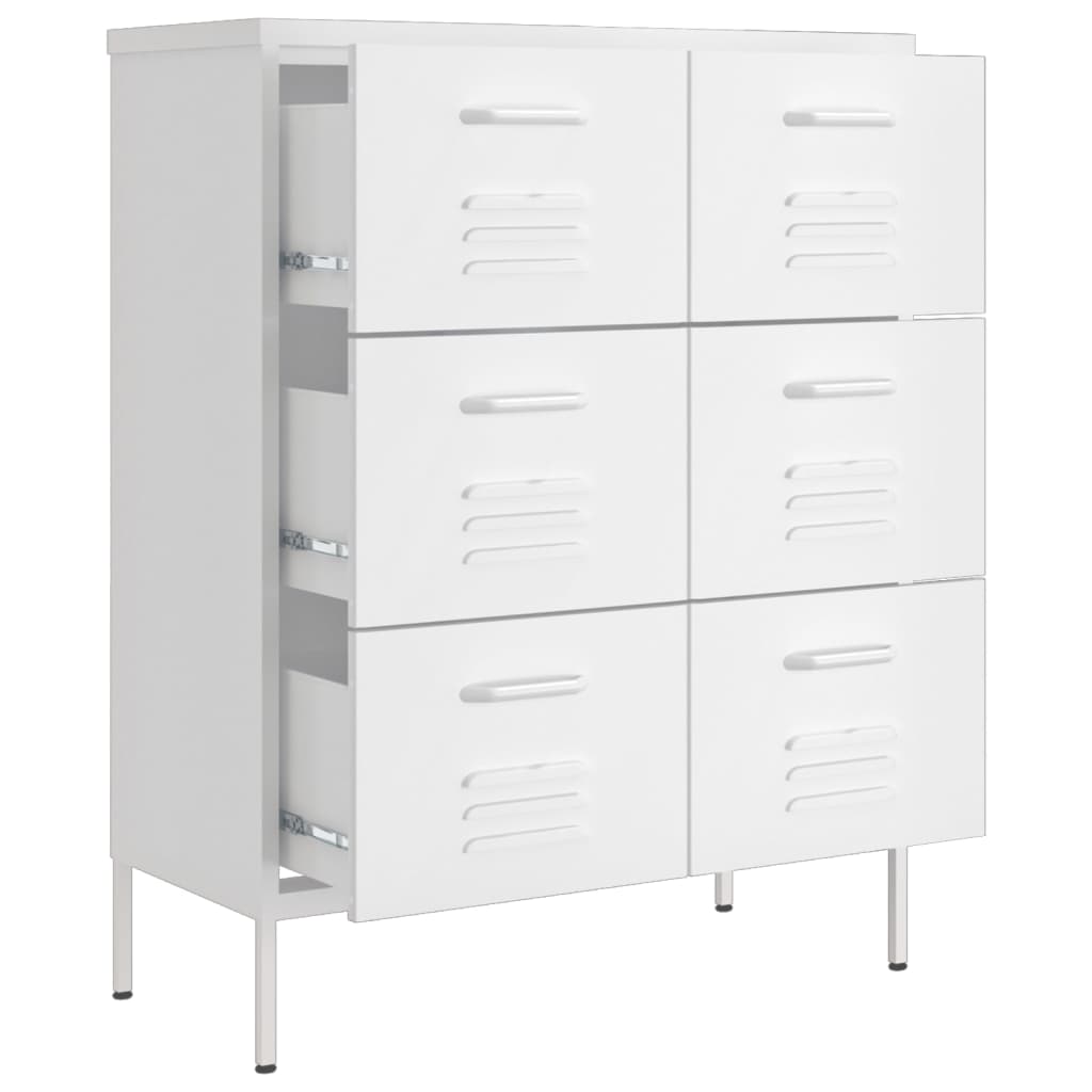 Cassettiera Bianca 80x35x101,5 cm in Acciaio | homemem39