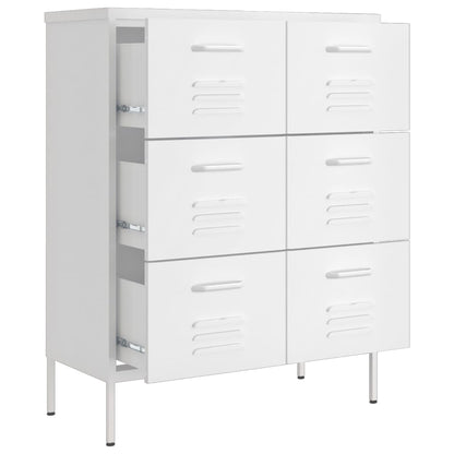 Cassettiera Bianca 80x35x101,5 cm in Acciaio | homemem39